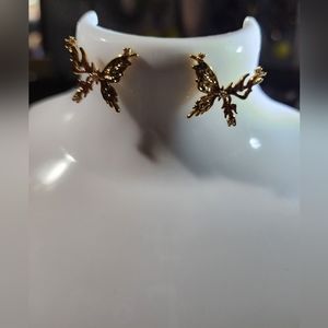 Brass hollow butterfly minimalist earrings